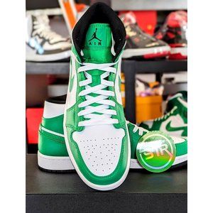 Nike Nike Air Jordan 1 Mid Shoes Lucky Green White Black DQ8426-301 Men's SZ. 10